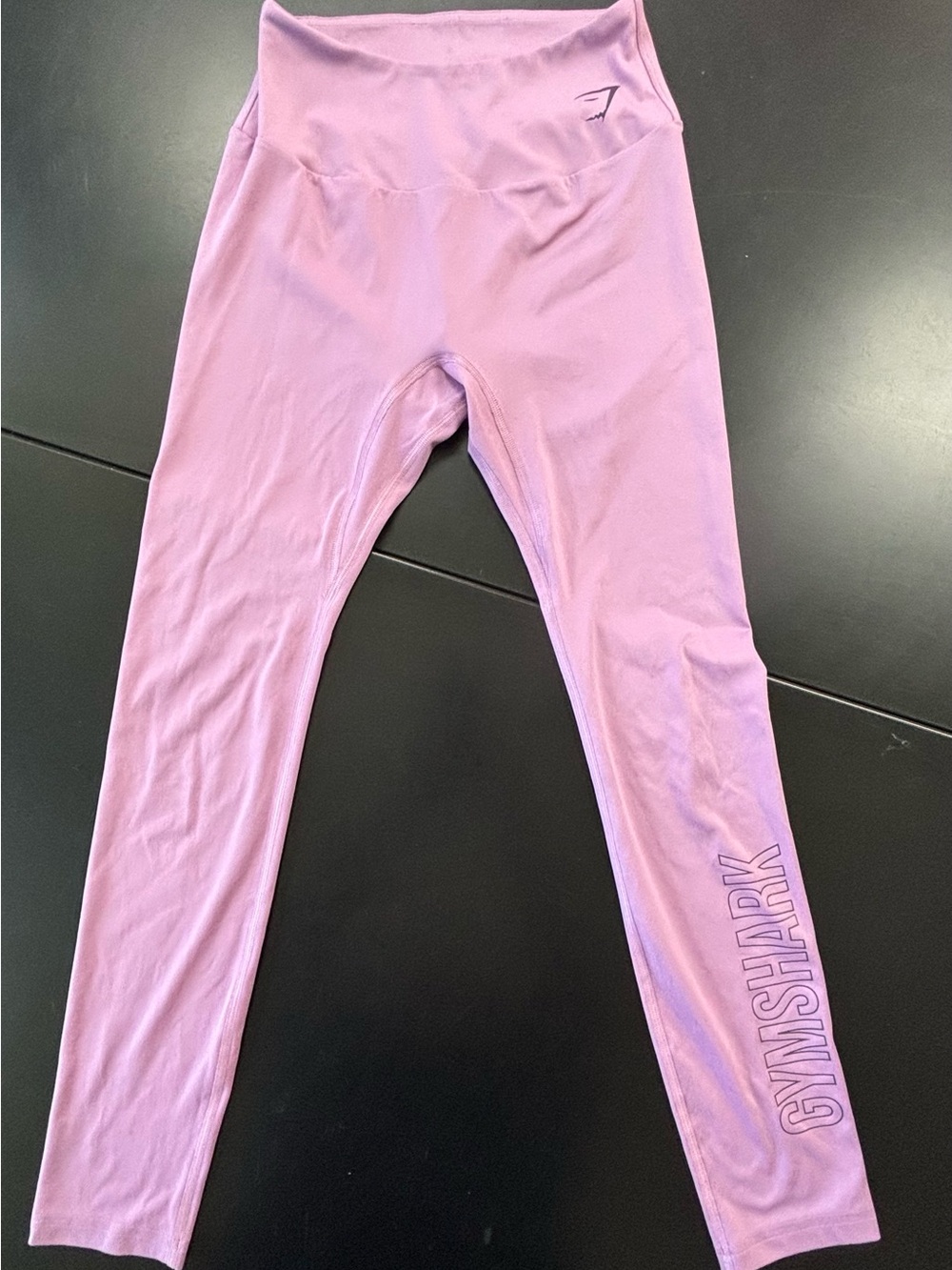 Gymshark Lilac High-Waist Leggings with Branded Lower Leg Print